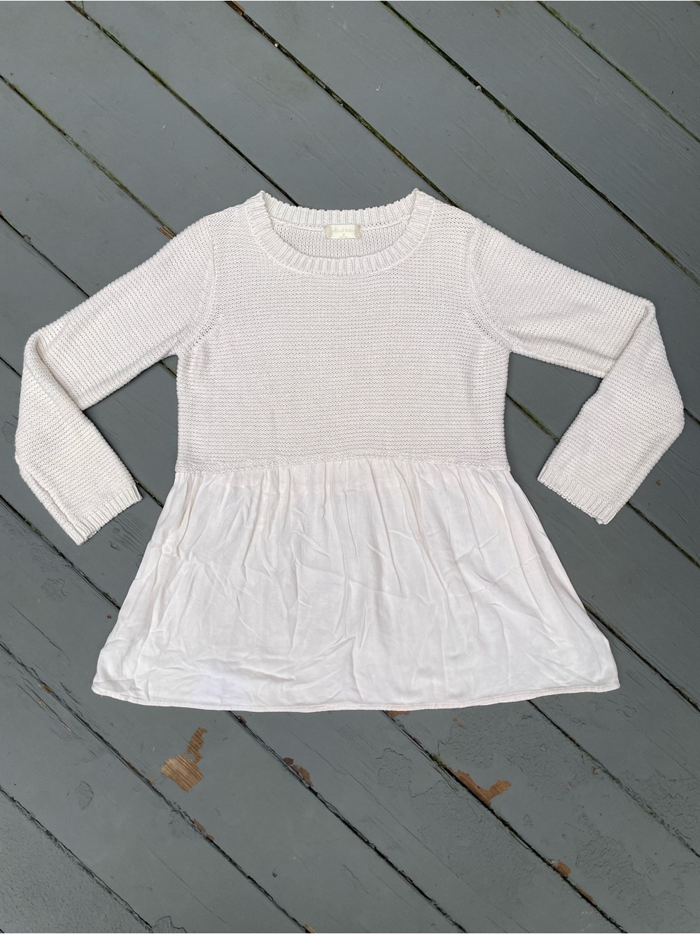 Altar'd State Women’s Mixed Media Peplum Top Off White Size M Neutral Boho Beach